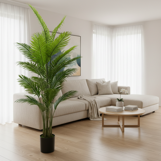 Pianta artificiale tipo palma Areca, 25 foglie, 190 cm, verde