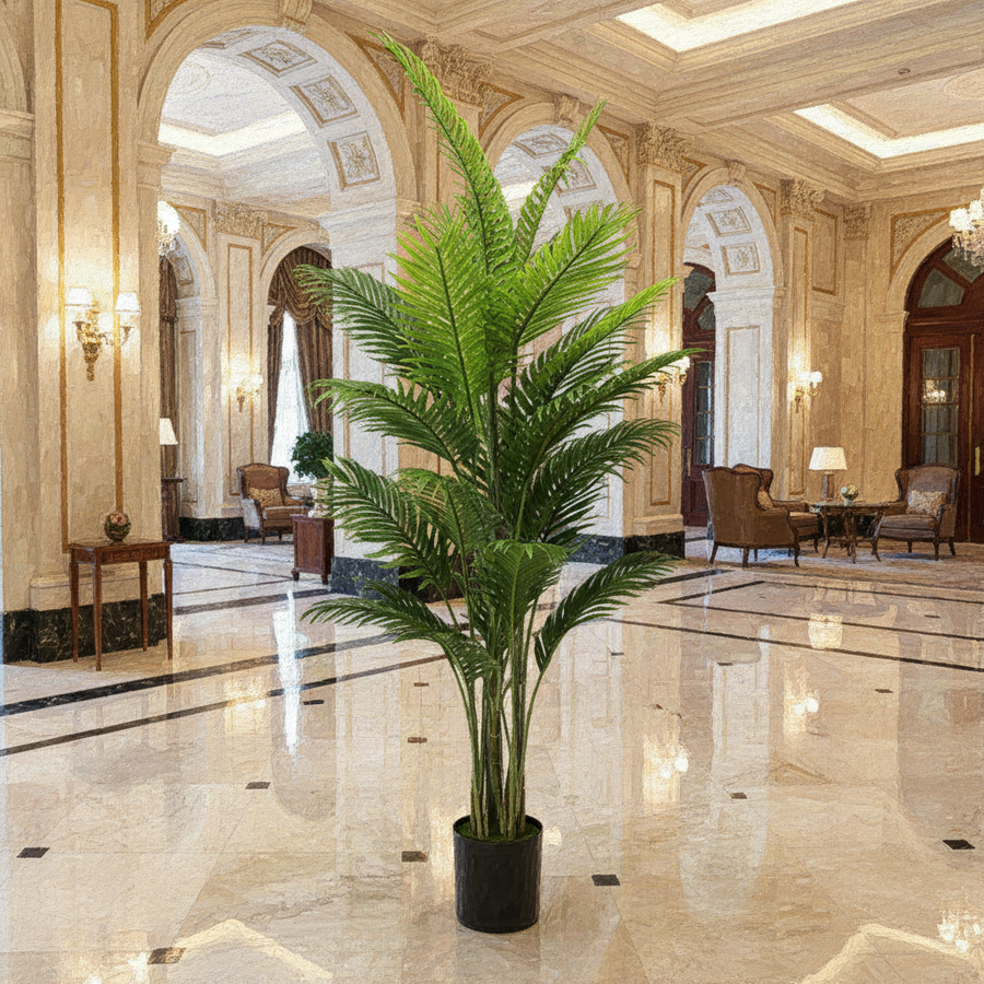 Pianta artificiale tipo palma Areca, 25 foglie, 190 cm, verde