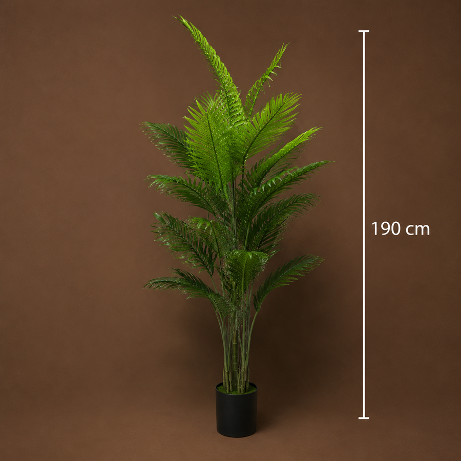 Pianta artificiale tipo palma Areca, 25 foglie, 190 cm, verde