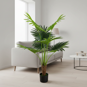 Pianta artificiale Livistona tipo palma, 7 foglie, 140 cm, verde
