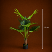 Pianta artificiale Livistona tipo palma, 7 foglie, 140 cm, verde