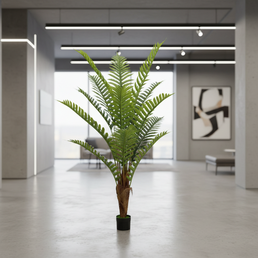 Pianta artificiale di palma reale, 200 cm, 15 foglie, verde, con vaso
