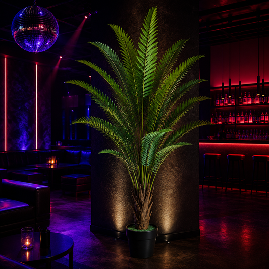 Pianta artificiale di palma reale, 220 cm, 18 foglie, verde, con vaso