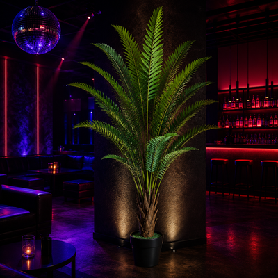 Pianta artificiale di palma reale, 220 cm, 18 foglie, verde, con vaso