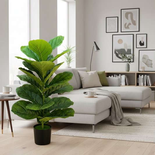 Pianta artificiale di fico, 70 cm, verde, con vaso