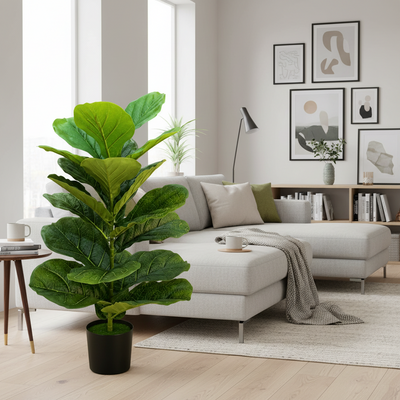 Pianta artificiale di fico, 70 cm, verde, con vaso