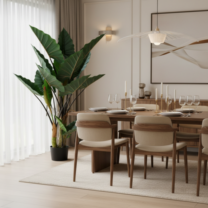 Pianta Alocasia Artificiale A Foglie Larghe, 3 Tronchi, Plastica, 160 cm, Verde