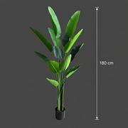 Pianta artificiale tipo Strelitzia Nicolai (Uccello del Paradiso), 180 cm, 13 foglie, Verde