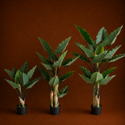 Pianta artificiale di alocasia a foglie larghe, 120 cm, verde