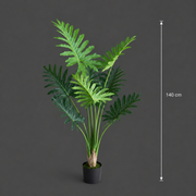 Pianta artificiale tipo filodendro, 8 foglie, 140 cm, verde