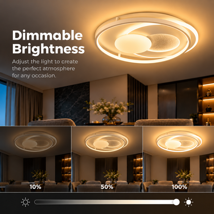 Lustra LED cu telecomanda ASTERA, Forma Ovala, 85W, lumina Rece/Calda/Neutra, Dimabila, Alb
