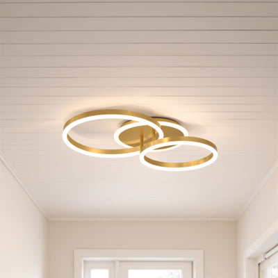 Lampadario LED con telecomando RINOVA 66W, 2 Cerchi, Luce Fredda/Calda/Neutra, Dimmerabile, Oro Lucido