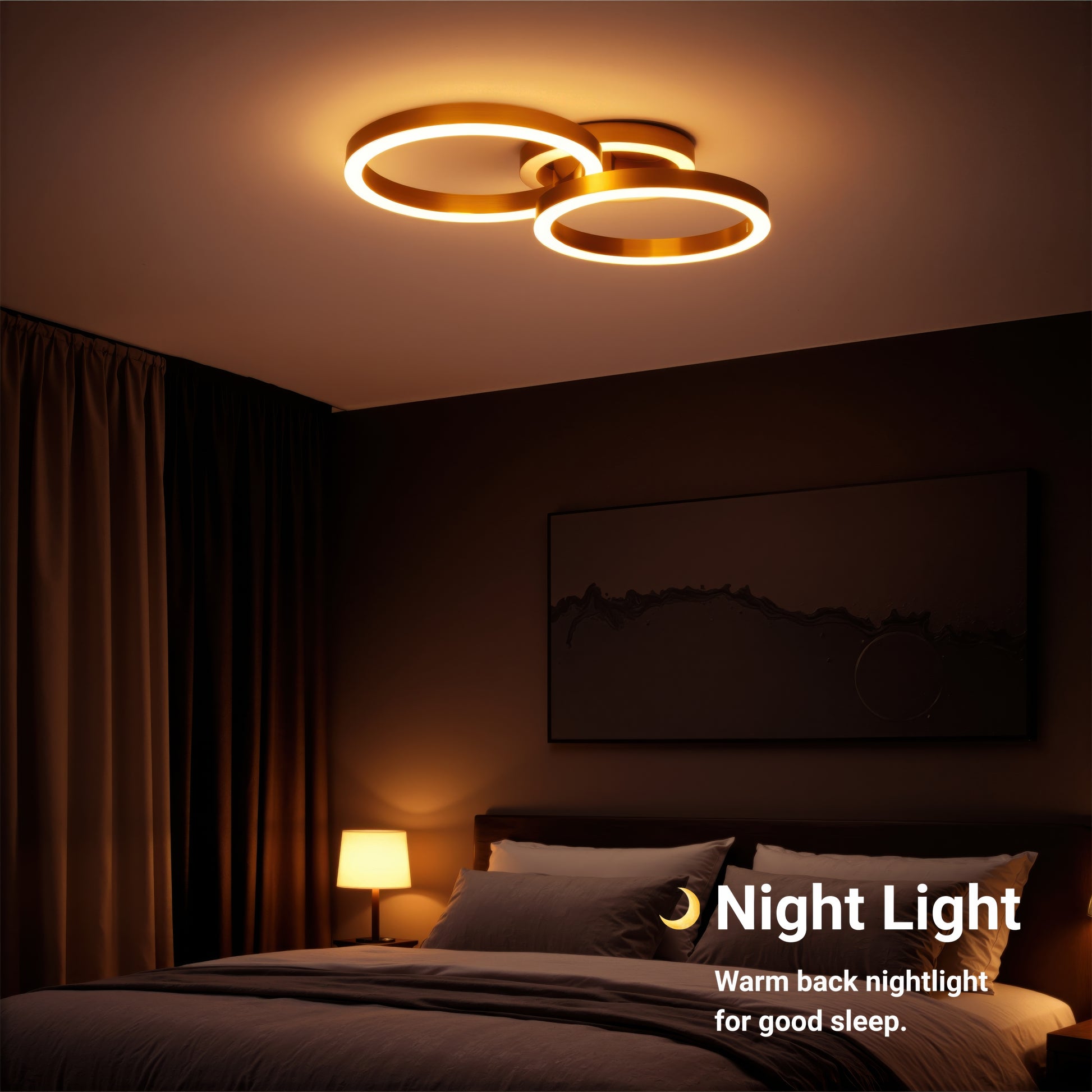 Lampadario LED con Telecomando RINOVA 66W, 2 Cerchi, Luce Fredda/Calda/Neutra, Dimmerabile, Lampadari LED Oro Lucido con Telecomando Titolo predefinito Alessandro Design