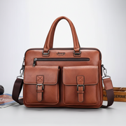 Borsa per laptop da lavoro SAMARKAND, 38x7x28 cm, pelle ecologica, marrone scuro
