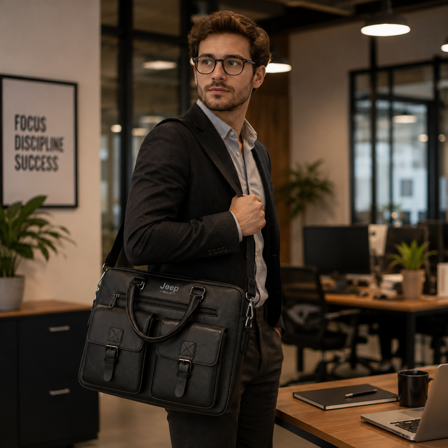 Borsa per laptop business SAMARKAND, 38x7x28 cm, pelle ecologica, nera