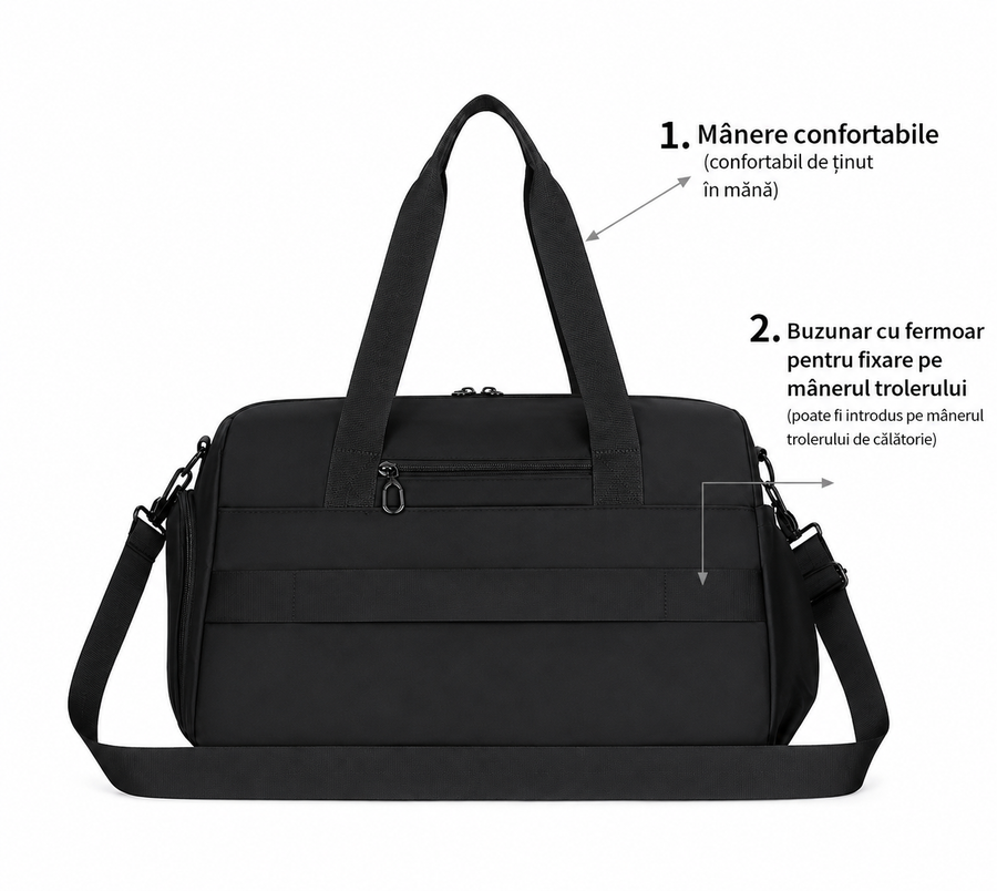 Borsa da viaggio SHYMKENT, 46x22x28 cm, Oxford, nero