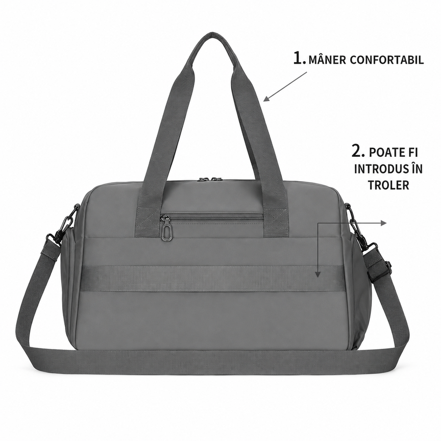 Borsa da viaggio SHYMKENT, 46x22x28 cm, Oxford, grigio verde