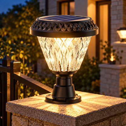 Lampada Solare LED per Palo Esterno SOLEO, 8W, Luce Calda/Fredda/Neutra + RGB, Forma Rotonda, Alluminio, Nero, Dimmerabile
