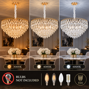 ERDENET Nobile Lampadario Cristallo, 5xE14, Diametro 40 cm, Metallo e Cristallo, Oro Lucido, Altezza Regolabile