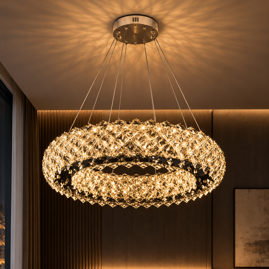 KALTO Nobile Lampadario in Cristallo, 72W, Luce Fredda/Calda/Neutra, Altezza Regolabile, Metallo e Cristallo, Cromo Lucido