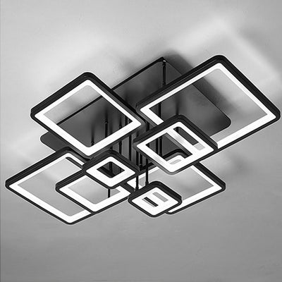 Lampadario LED con telecomando ELLA 186W, 8 Quadrati, Luce Fredda/Calda/Neutra, Dimmerabile, Nero