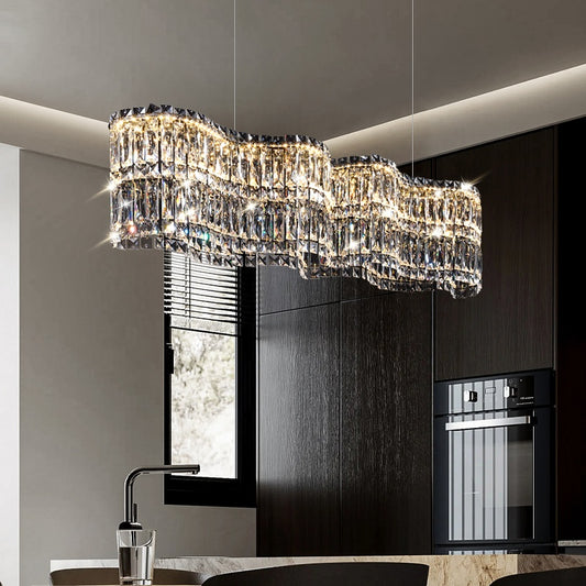 Lampadario LED in Cristallo con Telecomando WAVE Imperio, 81W, 100cm, Cromo Lucido, Luce Calda/Fredda/Neutra, Altezza Regolabile, Luce Dimmerabile, Lustro LED in Metallo e Cristallo con Telecomando Titolo predefinito Alessandro Design
