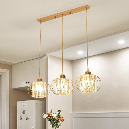 Lampadario Classico Moderno, Sospeso, Monica, 3 X E27, Oro, Metallo e Vetro, Altezza Regolabile Lampadari Classici Titolo predefinito Alessandro Design