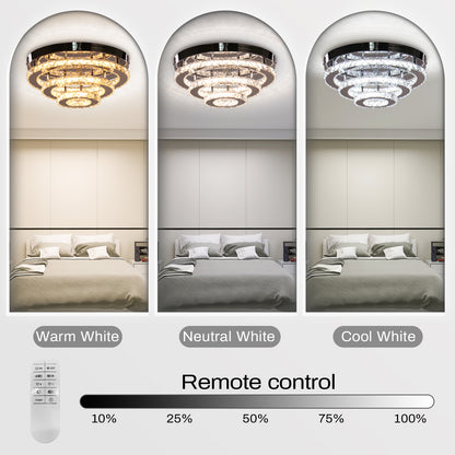 Lampadario LED in cristallo con telecomando LLC151/500CH, 64W, 3 elementi, luce fredda/calda/neutra, dimmerabile, Lampadari LED con telecomando in cromo lucido Titolo predefinito Alessandro Design