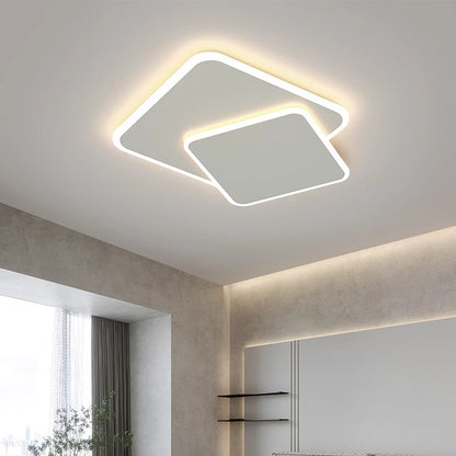 Lampadario a LED con telecomando FUTURA LUMINA 66W, 2 Quadrati, Luce Fredda/Calda/Neutra, Dimmerabile, Lampadario a LED Bianco con telecomando Titolo predefinito Alessandro Design