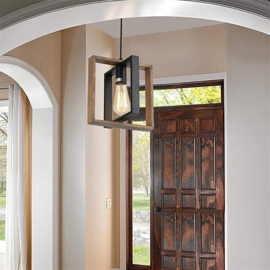 Lampadario vintage LV560/1BK, 1xE27, fienile rustico, legno e metallo, lampadari vintage neri Titolo predefinito Alessandro Design