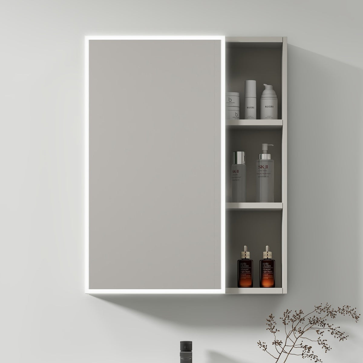 Mobili Bagno, Mobile Con Specchio LED T1141G/60 Specchi Mobile Grigio Titolo predefinito Alessandro Design