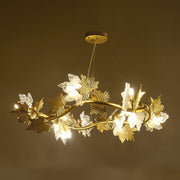 Lampadario Moderno LEAFORA Eleganza, 6xE14, Diametro 50cm, Oro, Altezza Regolabile, Lampadari Moderni in Metallo e Cristallo Titolo predefinito Alessandro Design