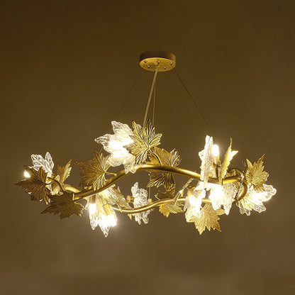 Lampadario Moderno LEAFORA Eleganza, 6xE14, Diametro 50cm, Oro, Altezza Regolabile, Lampadari Moderni in Metallo e Cristallo Titolo predefinito Alessandro Design