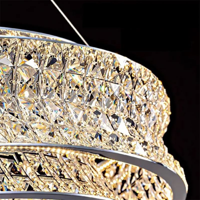 Lampadario LED con telecomando, LLC160/500CH, cristallo e metallo, 54W, 1 cerchio, dimmerabile, altezza regolabile, luce fredda/calda/neutra, illuminazione di lusso Lampadari LED con telecomando Titolo predefinito Alessandro Design