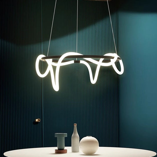 Lampadario LED DIVINO Nero 91W con Tubo Flessibile in Silicone, Diametro 60cm - Luce Orientabile 3000K/4000K/6000K Lampadari Moderni Titolo predefinito Alessandro Design