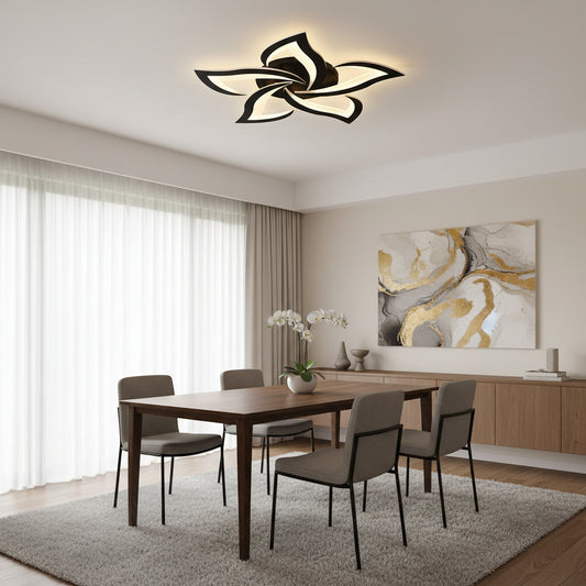 Lampadario LED con Telecomando LT660/5BK, 5 Elementi, 54W, Luce 3000/4000/6000K, Nero, Altezza Regolabile