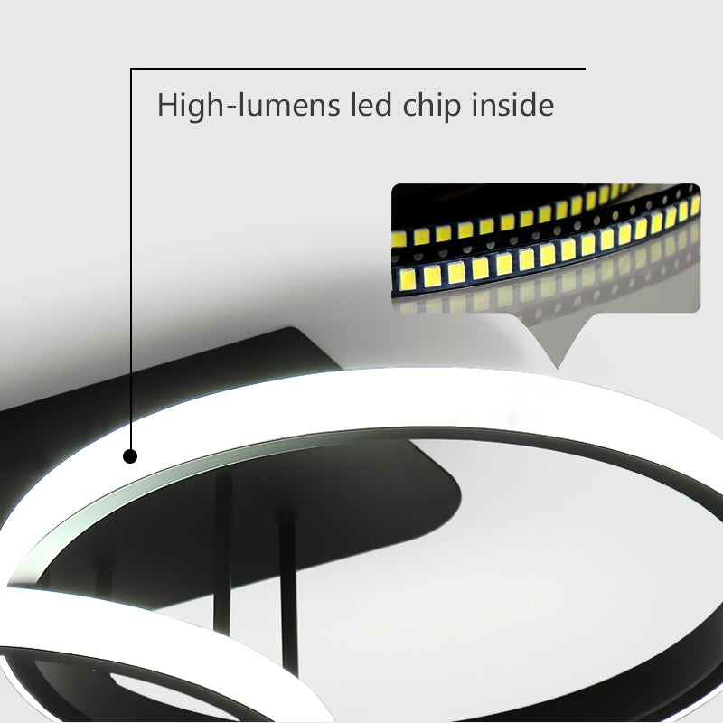 Lustra LED ELIO 47W, 4 Cercuri, Liniara, lumina Rece/Calda/Neutra, Negru Lustre LED Default Title Alessandro Design