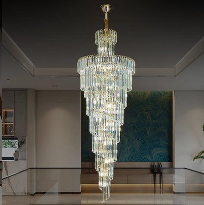 Lampadario in Cristallo CC8043/600H1800GD, Diametro 60 cm, Altezza 180 cm, Oro Lucido, Altezza Regolabile, Design Elegante Lampadario in Cristallo Titolo predefinito Alessandro Design
