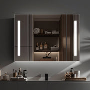 Specchio LED con Contenitore AXEN 100x70 cm Striscia Verticale Bianca e Sensore Touch Specchi Armadietti Titolo predefinito Alessandro Design