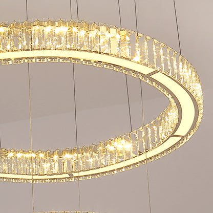 Lampadario LED con telecomando LLC130/2CH, cristallo e metallo, 62W, 2 cerchi, dimmerabile, altezza regolabile, luce fredda/calda/neutra, illuminazione di lusso Lampadari LED con telecomando Titolo predefinito Alessandro Design