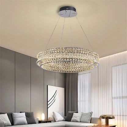 Lampadario LED con telecomando, LLC160/500CH, cristallo e metallo, 54W, 1 cerchio, dimmerabile, altezza regolabile, luce fredda/calda/neutra, illuminazione di lusso Lampadari LED con telecomando Titolo predefinito Alessandro Design