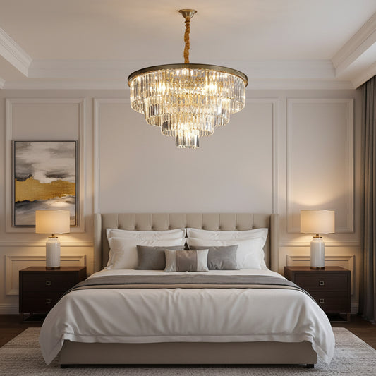 Lampadario in Cristallo CHAMBORD Eleganza 8xE14, Diametro 48cm, Lampadari in Cristallo Oro Opaco Titolo predefinito Alessandro Design