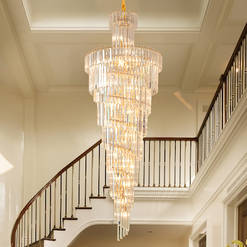 Lampadario in Cristallo CC8043/600H1800GD, Diametro 60 cm, Altezza 180 cm, Oro Lucido, Altezza Regolabile, Design Elegante Lampadario in Cristallo Titolo predefinito Alessandro Design