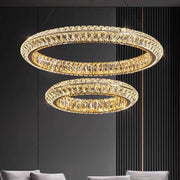 Lampadario LED con telecomando, LLC132/300GD, cristallo e metallo, 37W, 2 cerchi, dimmerabile, 3000K/4000K/6000K, Illuminazione di lusso Lampadari LED con telecomando Titolo predefinito Alessandro Design