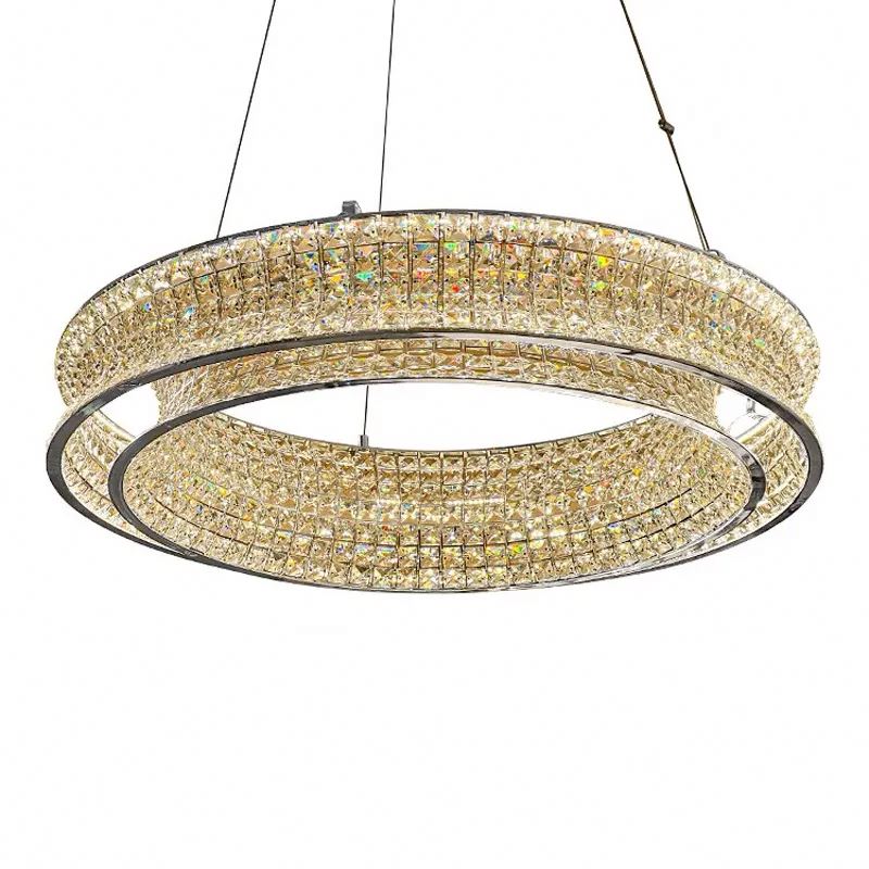 Lampadario LED con telecomando, LLC160/500CH, cristallo e metallo, 54W, 1 cerchio, dimmerabile, altezza regolabile, luce fredda/calda/neutra, illuminazione di lusso Lampadari LED con telecomando Titolo predefinito Alessandro Design