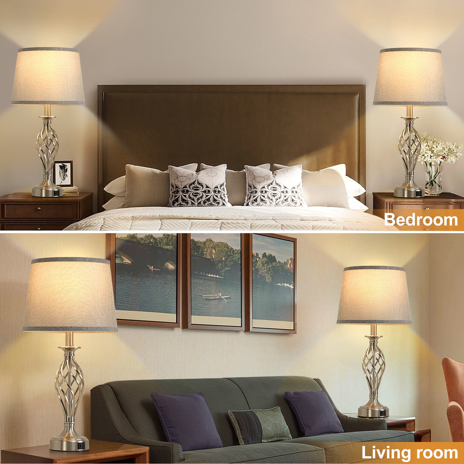 Lampada VZ212WH, 1x E27, Metallo e tessuto, Bianco e oro Lampade e lampade Titolo predefinito Alessandro Design