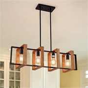 Lampadario vintage LV560/4BK, 4XE27, fienile rustico, legno e metallo, 85 cm, lampadari vintage neri Titolo predefinito Alessandro Design