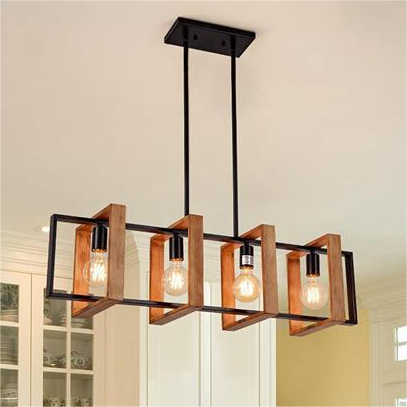 Lampadario vintage LV560/4BK, 4XE27, fienile rustico, legno e metallo, 85 cm, lampadari vintage neri Titolo predefinito Alessandro Design