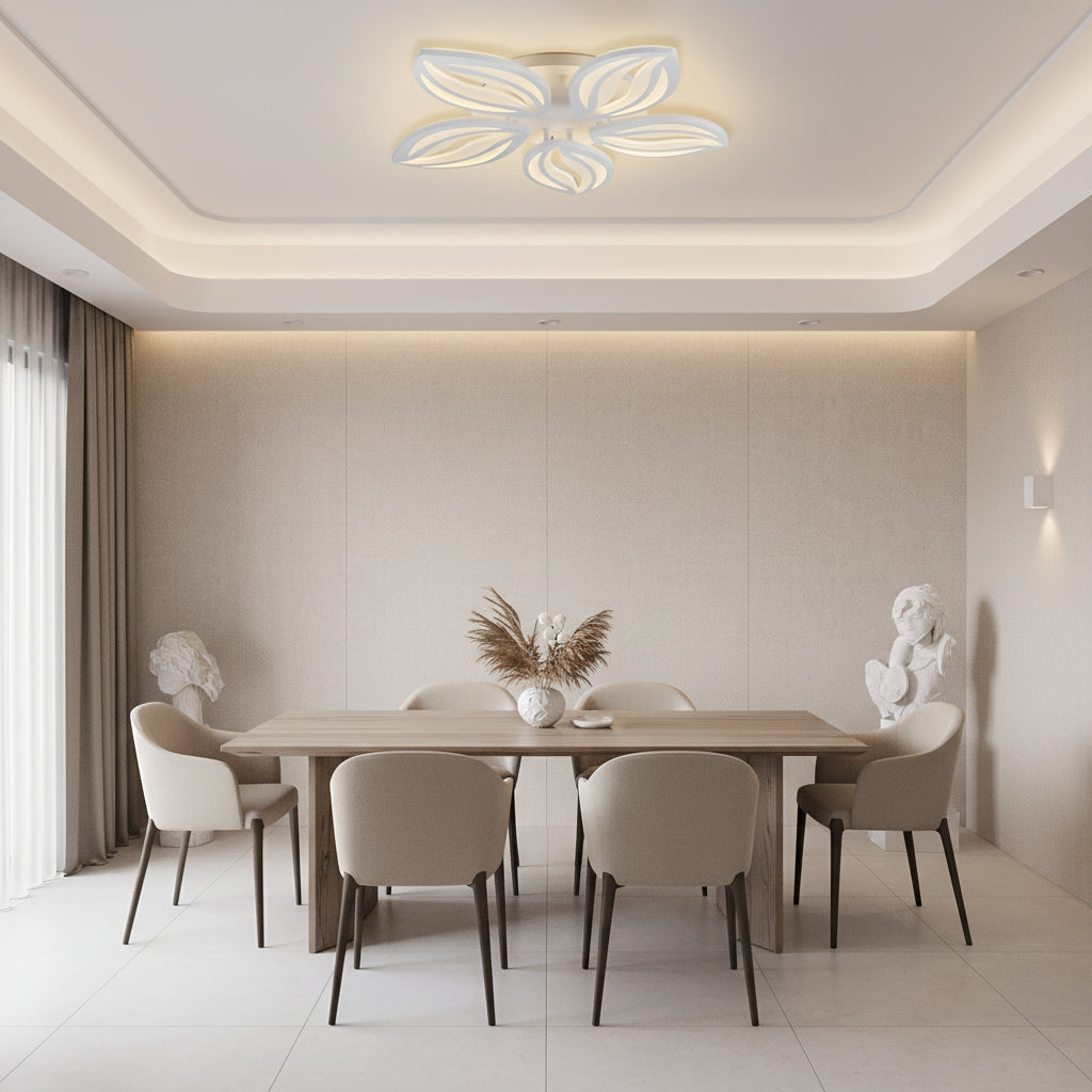 Lampadario a LED con telecomando ORCHID 66W, 5 Petali, Luce Fredda/Calda/Neutra, Dimmerabile, Lampadario a LED Bianco con telecomando Titolo predefinito Alessandro Design