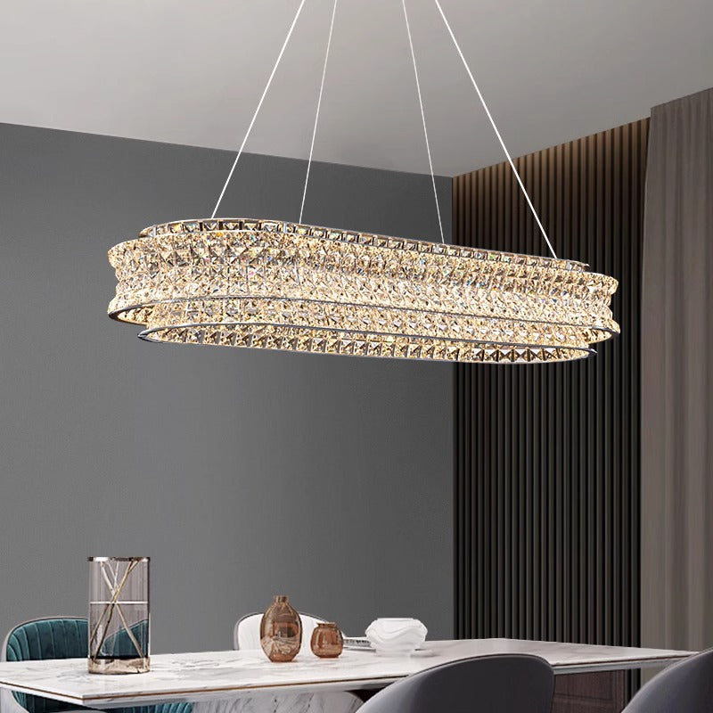 Lampadario LED con Telecomando, LLC160/750X350CH, Cristallo e Metallo, 71W, Dimmerabile, Altezza Regolabile, Luce Fredda/Calda/Neutra, Illuminazione di Lusso Lampadari LED con Telecomando Titolo predefinito Alessandro Design